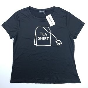 ✔Fancyqube Tea Shirt Black Short Sleeve Pun Tee XL